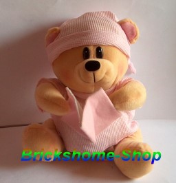 Babybär mit Buch - Rosa 15cm
