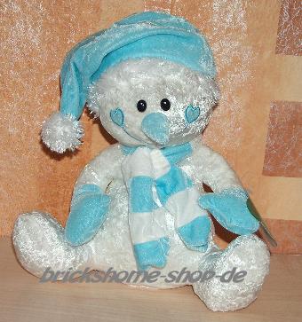 Kuscheliger Schneemann mit Schal und Mütze - Blau