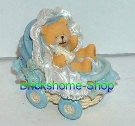 Baby Teddy im Kinderwagen - Blau