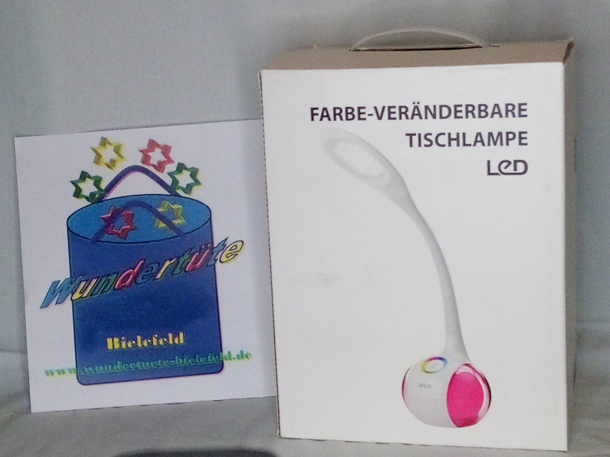 Atmosphärenlampe Tischlampe mit Schwanenhals weiß