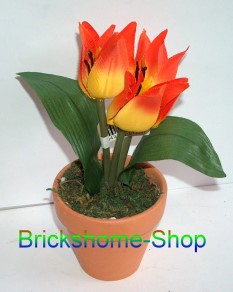Deko - Blumentopf mit Tulpen - Orange