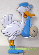 3D Wand Deko Storch mit Baby Junge