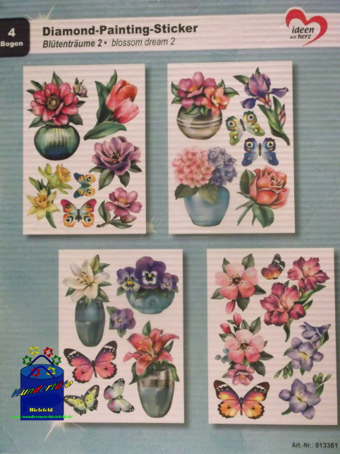 Kreativ-Set Diamond Painting Sticker Set A4 Blütentraum