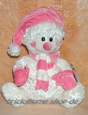 Kuscheliger Schneemann mit Schal und Mütze - Rosa