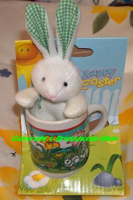 Tasse mit Plüsch Hase - Grün